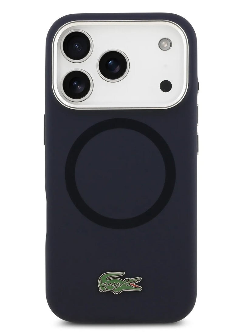 LACOSTE iPhone 17 Pro Max MagSafe Silicone Case with Metal Lacoste Logo / Back Cover / Enhanced Protection / Slim Profile Design - Navy - Image 1