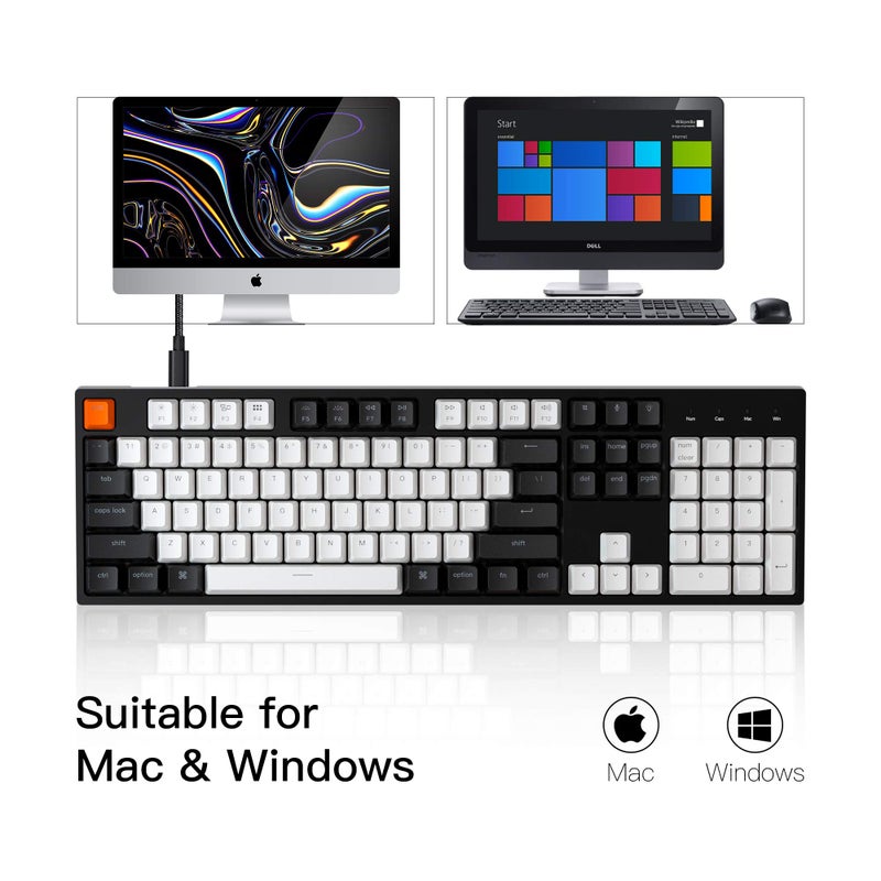 Keychron C2 Full Size 104 Keys Wired Mechanical Gaming Keyboard for Mac Layout with Gateron G Pro Red Switch/White LED Backlight/Double Shot ABS Keycaps/USB C Computer Keyboard for Windows Laptop - Image 3