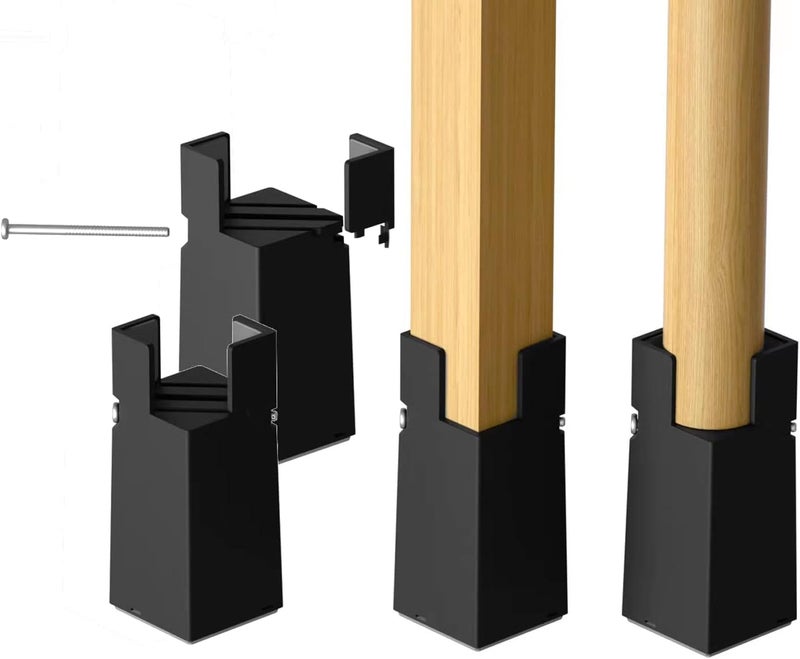 Sephyroth Adjustable Bed Risers Furniture Risers 4Pack with Screw Clamp.Table Desk Chair Risers.Bed Risers 4Inch Fit Furniture's Square/Round Leg Diameter from 0.8''–1.6'' (4Inch Black) - Image 1