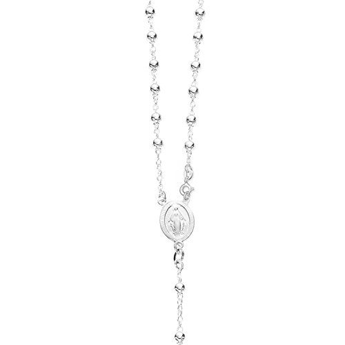 Ritastephens Italian Sterling Silver 3mm Rosary Bead Virgin Mary Cross Necklace, 18" - Image 2