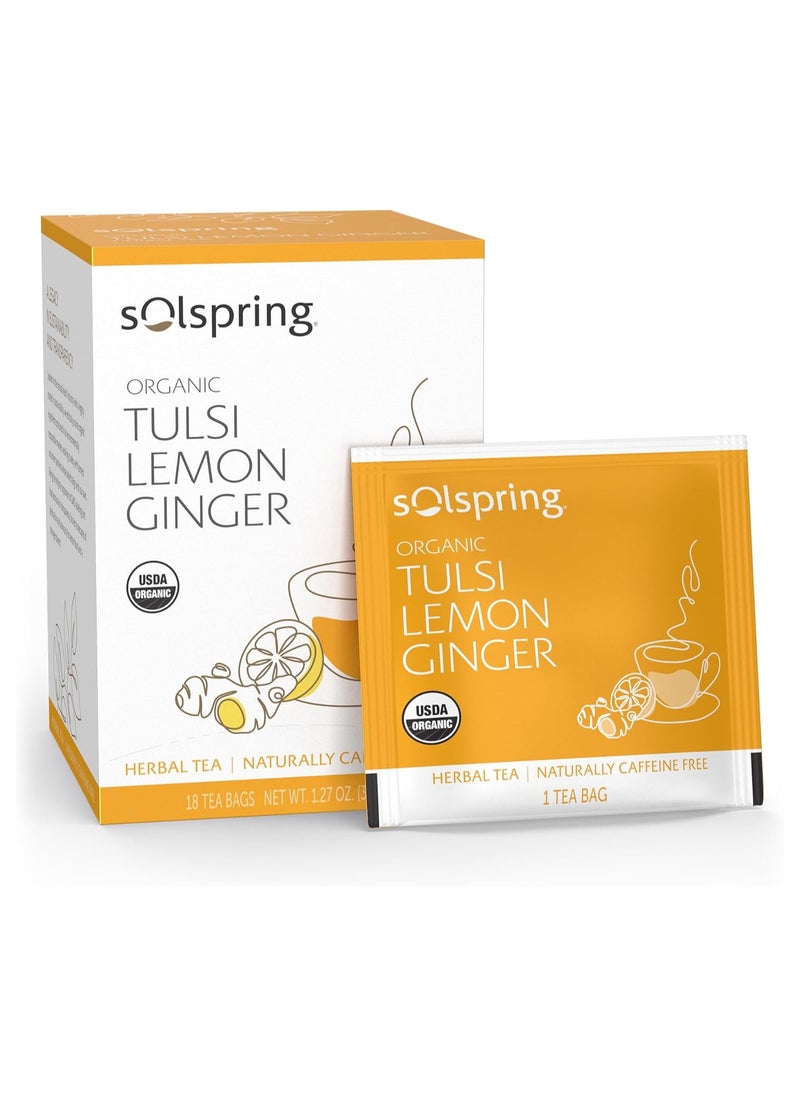 Dr. Mercola Organic Tulsi Lemon Ginger Herbal Tea Naturallay Caffeine Free 18 Tea Bags Net Wt 1.27 Oz 36 G  - Image 1
