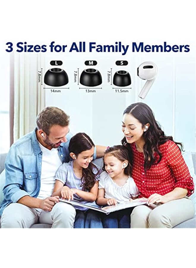 Delfino Ear Tips Replacement Memory Foam Tips Compatible For Airpods Pro Fit In The Charging Case Anti Slip Reducing Noise In Ear Eartips Black Ear Buds With Portable Storage Box 6 Pairs SML - Image 4
