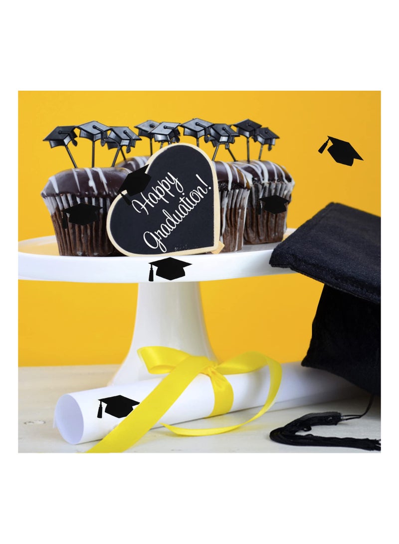 SOLARAE Black Graduation Cap Stickers, Self-Adhesive Graduation Sealing Stickers Labels Party Favor Labels, Grad Cap Stickers for 2024 Graduation Party Chocolate Envelopes Decal, 20 Sheets - Image 5