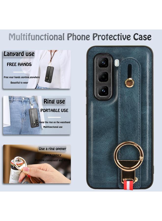 زبون جراب لهاتف Infinix Hot 50 Pro+ 4G X6880 مزود بسوار معصم وغطاء خلفي من الجلد - Image 3