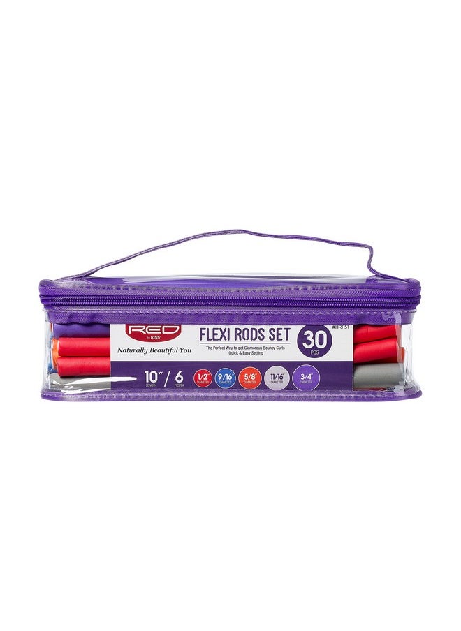 Red by Kiss 30 Pcs Flexi Rods, Flexible Curling Rods, Twist Foam Hair Rollers, No Heat Hair Curlers 10" Sets  - Image 2