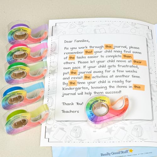 Really Good Stuff E.Z.C. Fluorescent Highlighter Tape, Set of 6 Colors - 1/2 in. x 32 ft. Each Roll, School & Office Supplies - Image 3