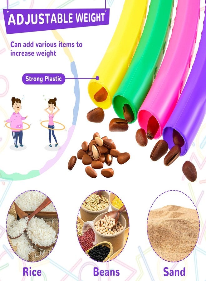 Silipull 8 Pcs Toy Hoop and Jump Rope Set for Kids Include 4 Skipping Rope and 4 Detachable Weight Size Hoop Gymnastic Fitness Exercise Gift Equipment(Bamboo Style,Bright Color,26.38'') - Image 3