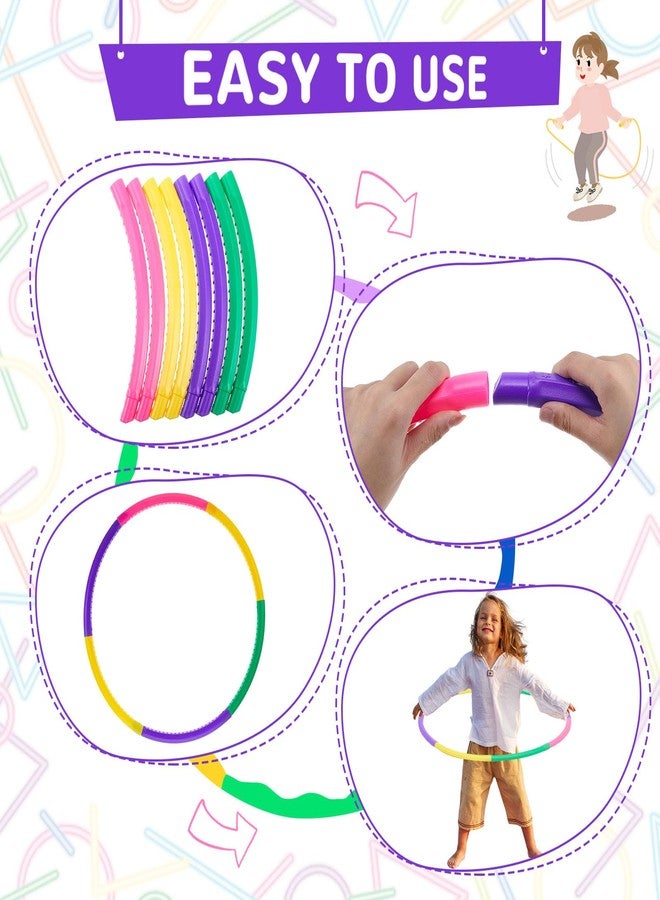 Silipull 8 Pcs Toy Hoop and Jump Rope Set for Kids Include 4 Skipping Rope and 4 Detachable Weight Size Hoop Gymnastic Fitness Exercise Gift Equipment(Bamboo Style,Bright Color,26.38'') - Image 5