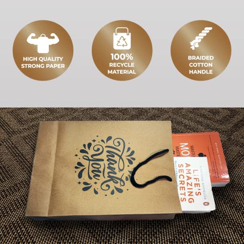 Suffix Retail ® (Pack of 50) Brown Paper Thank You Gift Bags with Braided Cotton Handles (12X8.7X3 inches) - Image 3