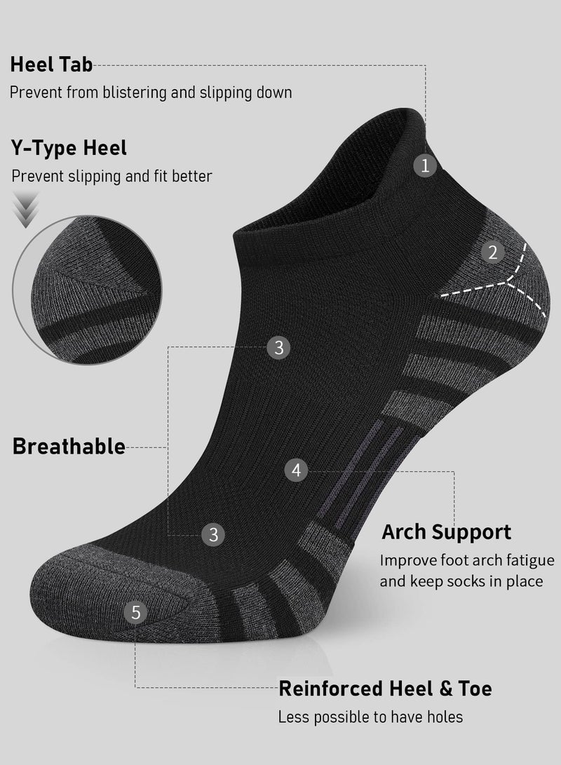 Ankle Athletic Running Socks Cushioned Breathable Low Cut Sports Tab Socks for Men and Women (6 Pairs) - Image 3