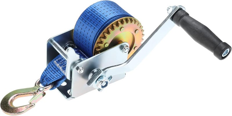 BTSHUB 600lbs Hand Winch with Polyester Strap and Hook for ATV Boat Trailer - Image 1