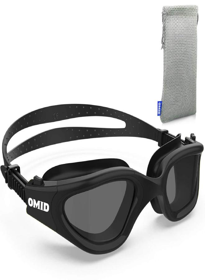 OMID Swim Goggles, Comfortable Polarized Swimming Goggles, Anti-Fog Leak Proof UV Protection Crystal Clear Vision Swim Goggles for Men Women Adult (Black Smoke) - Image 1