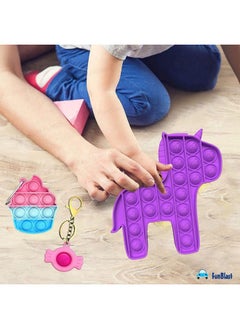 FunBlast FunBlast 3 in 1 Unicorn Pop Fidget Toy for Girls with Keychain, Pop it Toys Set of 3, Kids Toy, Kids pop it (Random Color)  - Image 3