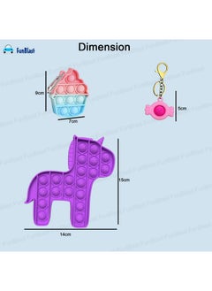 FunBlast FunBlast 3 in 1 Unicorn Pop Fidget Toy for Girls with Keychain, Pop it Toys Set of 3, Kids Toy, Kids pop it (Random Color)  - Image 4