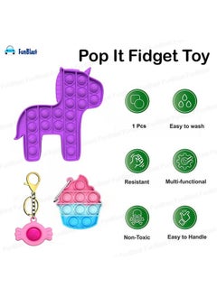 FunBlast FunBlast 3 in 1 Unicorn Pop Fidget Toy for Girls with Keychain, Pop it Toys Set of 3, Kids Toy, Kids pop it (Random Color)  - Image 5