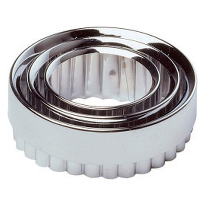 Chef Aid Pastry Cutters Set Of 3 Cookie Biscuit Cutter Scone Mince Pie Tarts Mini Quiches Dough At Home Baking Cake Decorating Fondant Icing Round Circle Crinkled Stainless Steel Cutters