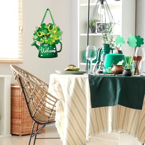 Sophena Wooden St Patricks Day Decoration Saint Shamrock Door Wreath for Front Door Sign Wall Signs Shamrock Clover Spring Decoration St Patricks Day Irish Sign Welcome Hanging for Home Wall Decor Party Outdoor indoor Supply - Image 3