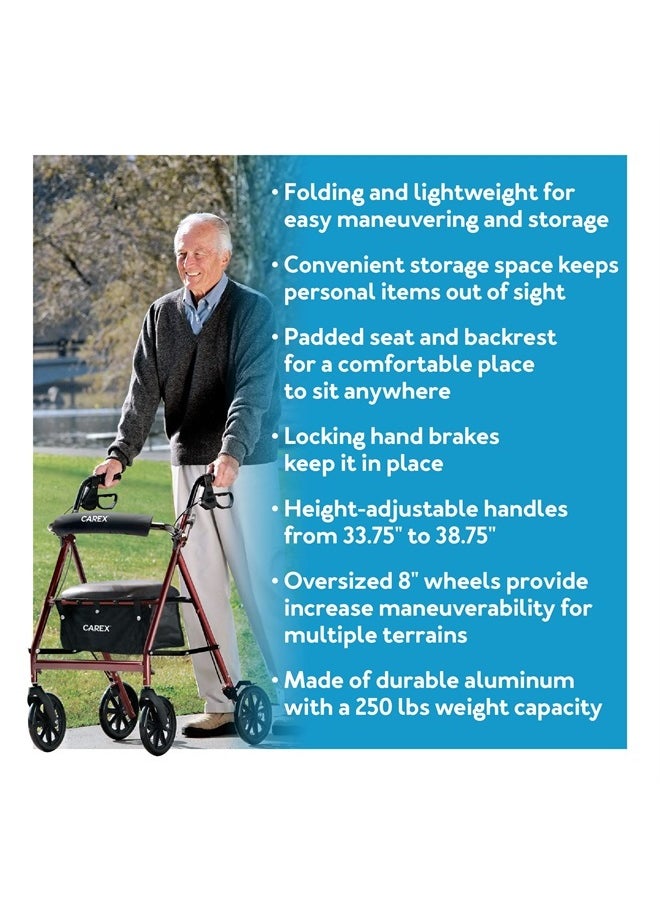 careX - Rollator Walker with Seat - Height Adjustable Adult Walker with Seat and Wheels, - Supports up to 250 lbs 1 Count (Pack of 1) - Image 1