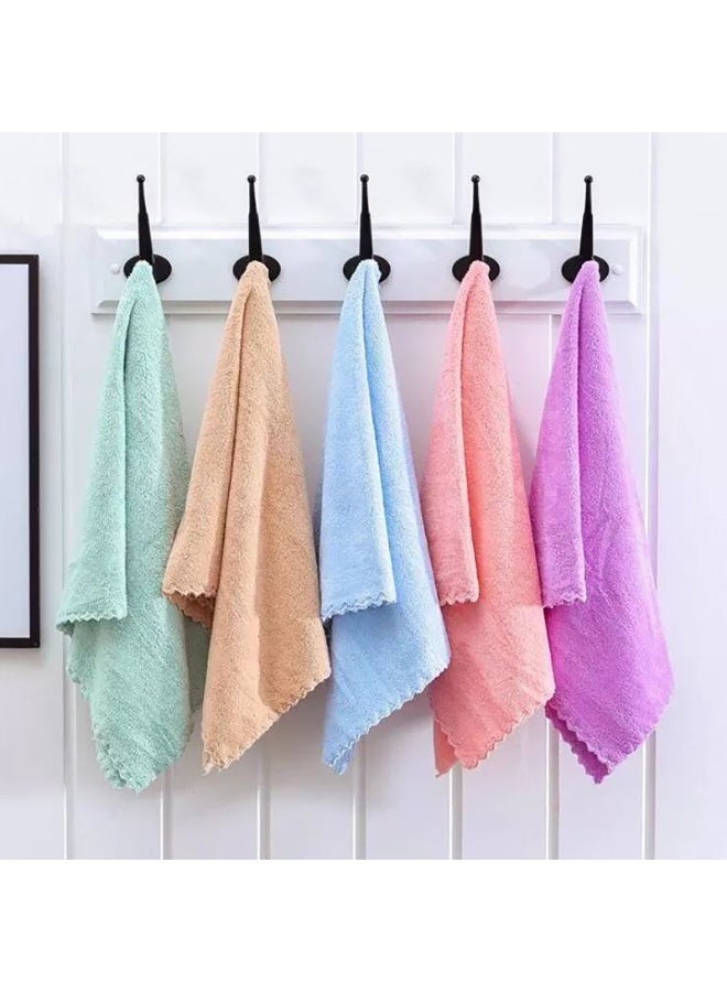Microfiber Towels, 5 Pack, Highly Absorbent, Ultra Soft Coral Fleece, Quick Drying, Multi-Colour Bath Towels for Bathroom, Spa, Gym, 35 x 75 cm (B - 5 Pack) - Image 1