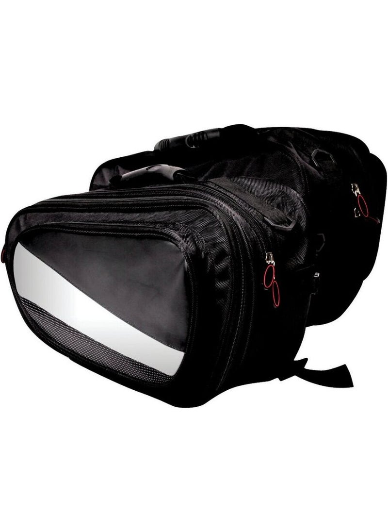 Ebakbak Motorcycle Soft Side Saddlebag Set Not Backpack Feature Reflective Motor Tour Bag with Rain Cover  - Image 1