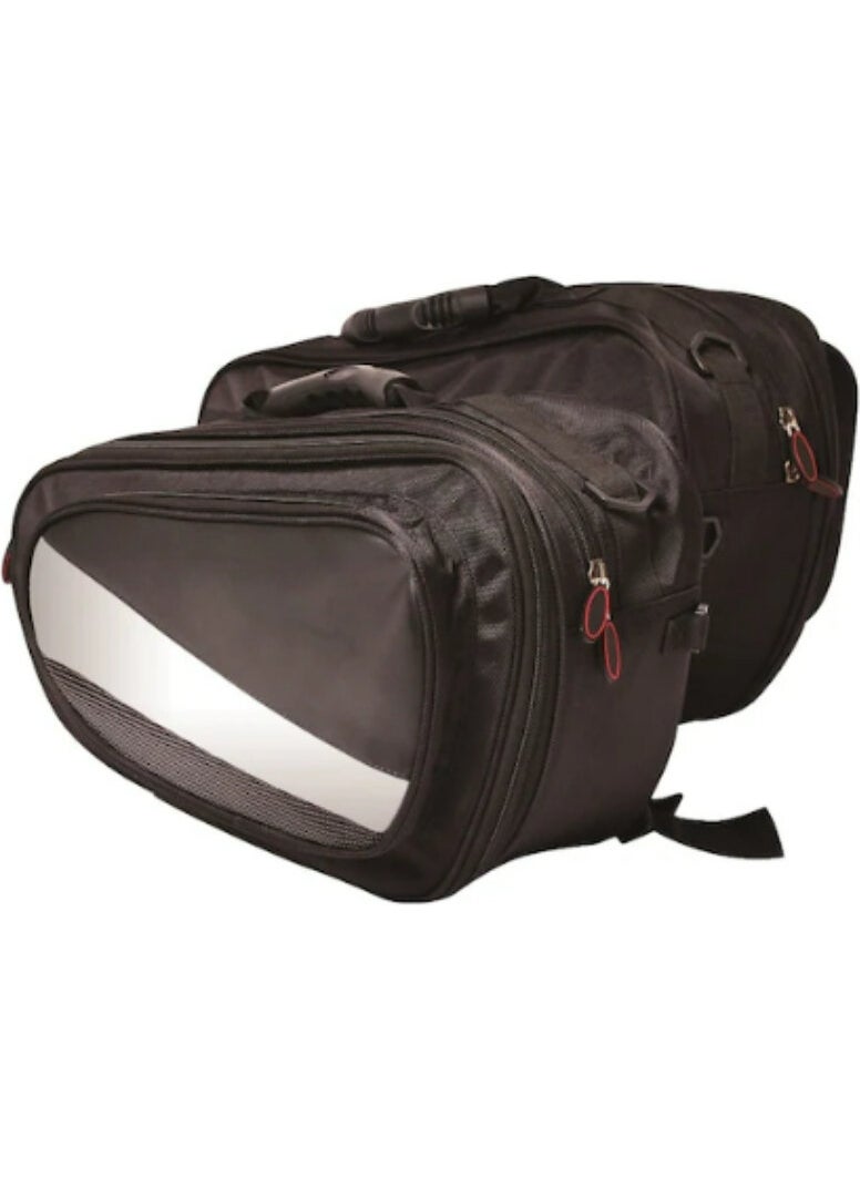 Ebakbak Motorcycle Soft Side Saddlebag Set Not Backpack Feature Reflective Motor Tour Bag with Rain Cover  - Image 2