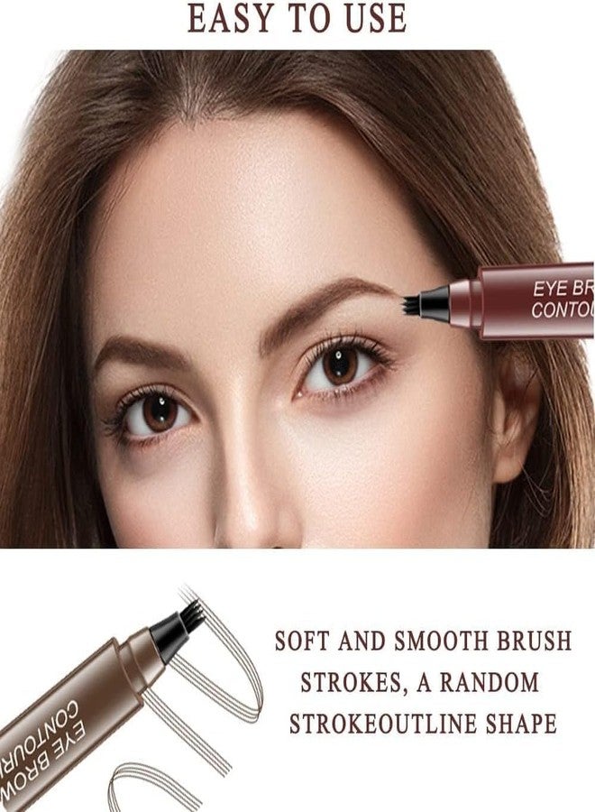 KRYLAR Eyebrow Contouring Pen with 4 Tip Fork Applicator Microblading Effect Eyebrow Pen Waterproof & Smudge Proof Long Lasting Brow Marker for Natural Hair-Like Brows for girls & women (Brown) - Image 3