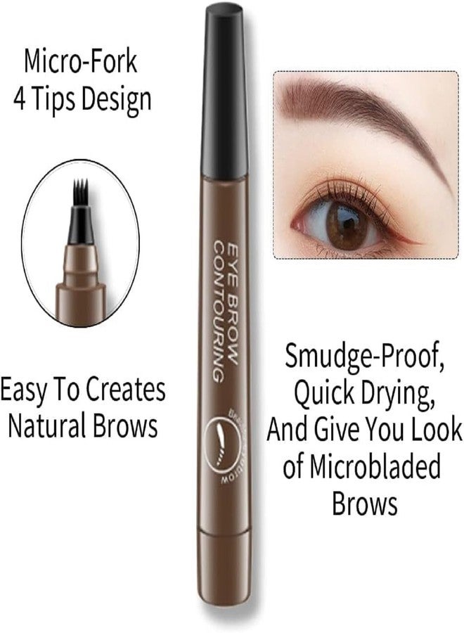 KRYLAR Eyebrow Contouring Pen with 4 Tip Fork Applicator Microblading Effect Eyebrow Pen Waterproof & Smudge Proof Long Lasting Brow Marker for Natural Hair-Like Brows for girls & women (Brown) - Image 4