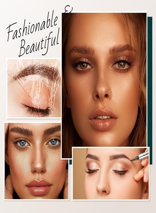 KRYLAR Eyebrow Contouring Pen with 4 Tip Fork Applicator Microblading Effect Eyebrow Pen Waterproof & Smudge Proof Long Lasting Brow Marker for Natural Hair-Like Brows for girls & women (Brown) - Image 5