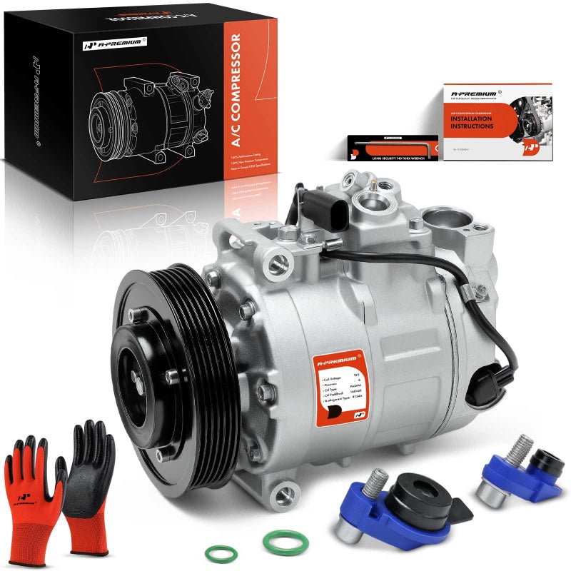 APremium AC Compressor with Clutch Compatible with Audi A4 20062008 Q7 20112015 A4 Quattro 20052009 30L 32L