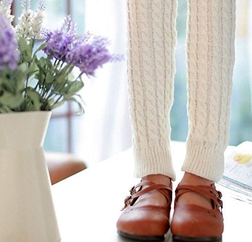 Elandy Knit Winter Thermal Warm Leg Warmers-Long Socks Boot Cuffs Topper Legging Pads For Women Lady Girls Best Xmas Gift (White) - Image 4