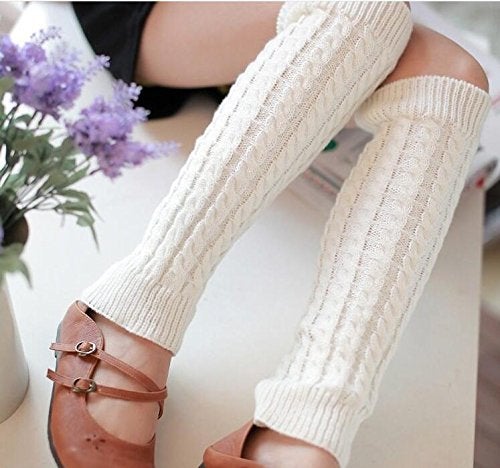 Elandy Knit Winter Thermal Warm Leg Warmers-Long Socks Boot Cuffs Topper Legging Pads For Women Lady Girls Best Xmas Gift (White) - Image 5