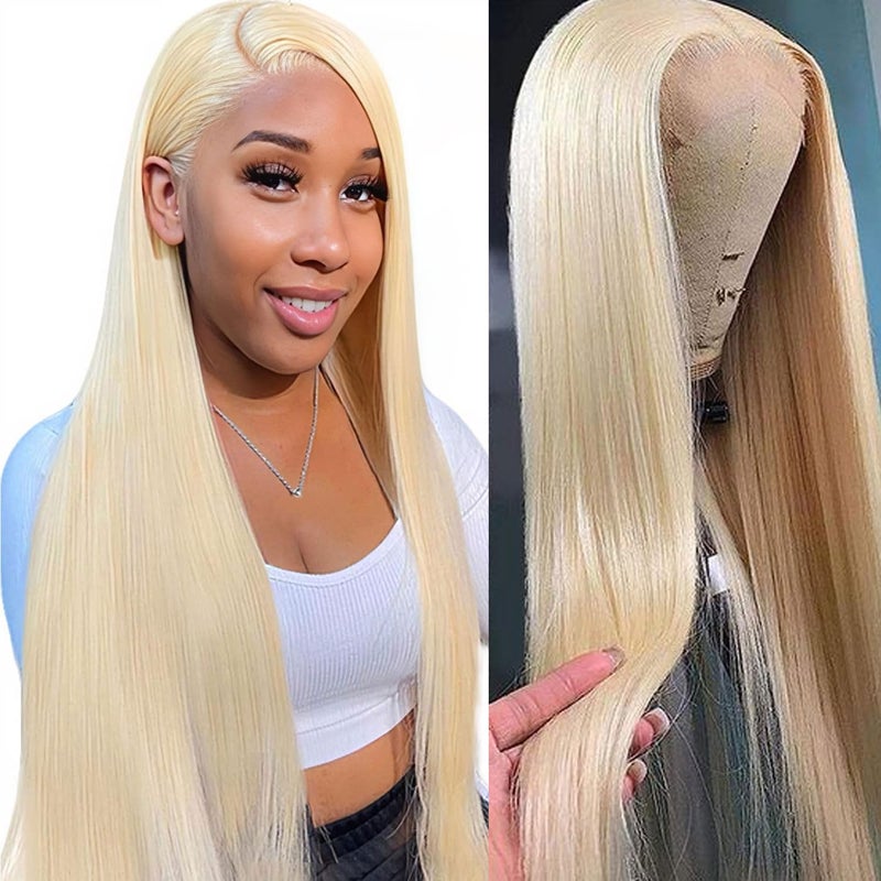 LETMIEO 613 Lace Front Wig Human Hair 13x6 HD Transparent 180% Density Blonde Lace Front Wigs Human Hair Pre Plucked 613 HD Lace Frontal Wig Straight Lace Front Wigs 34 Inch Blonde Glueless Wigs Human Hair - Image 1