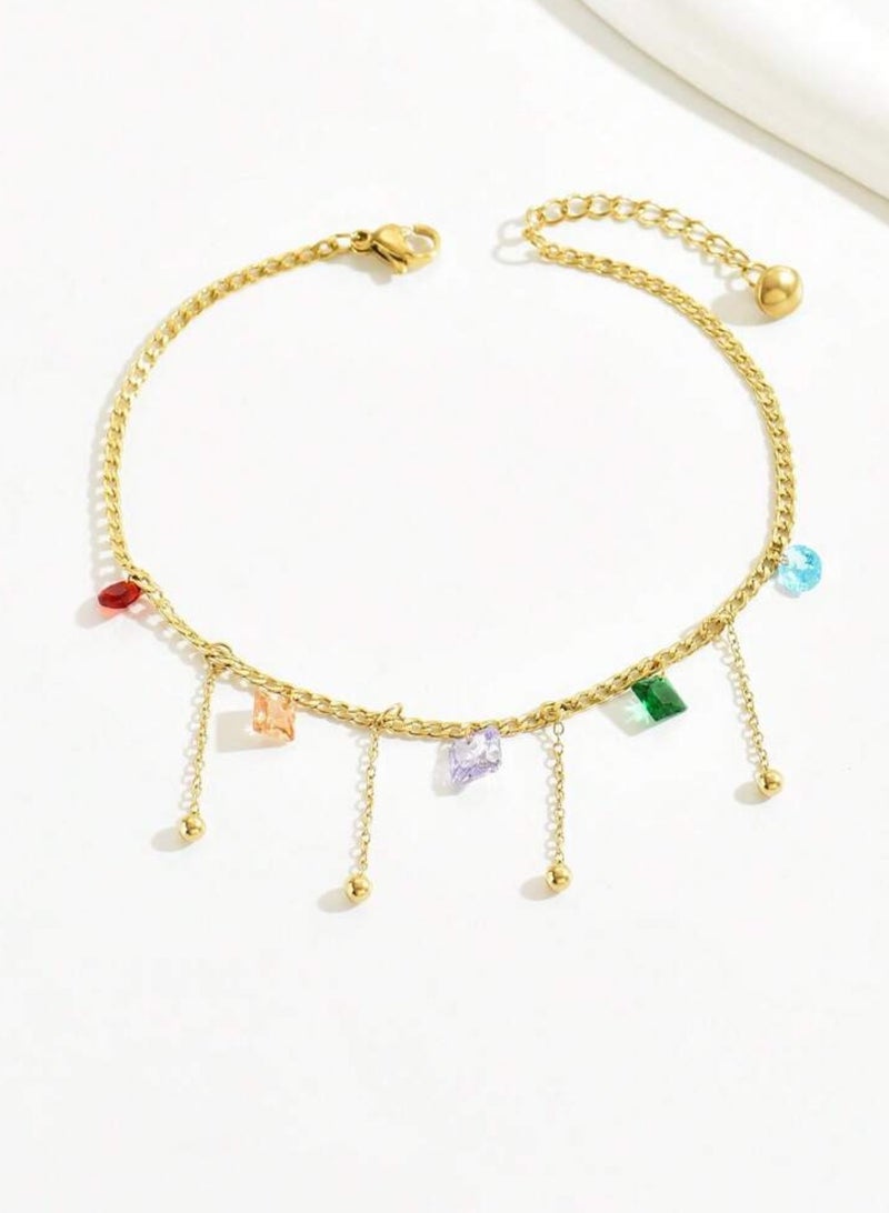 إيكوال خلخال نسائي أنيق من الاستانلس ستيل مطلي باللون الذهبي - Image 5