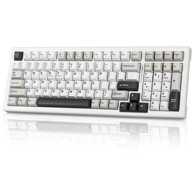 Gaozen Wireless Game Mechanical Keyboard BT5.0/2.4GHz/USB, Multi-Color LED with 18+ Modes, Hot-Swappable Custom Keyboard, Red Creamy Switches, Gaming Keyboard for PC/Mac (Black White) - Image 1