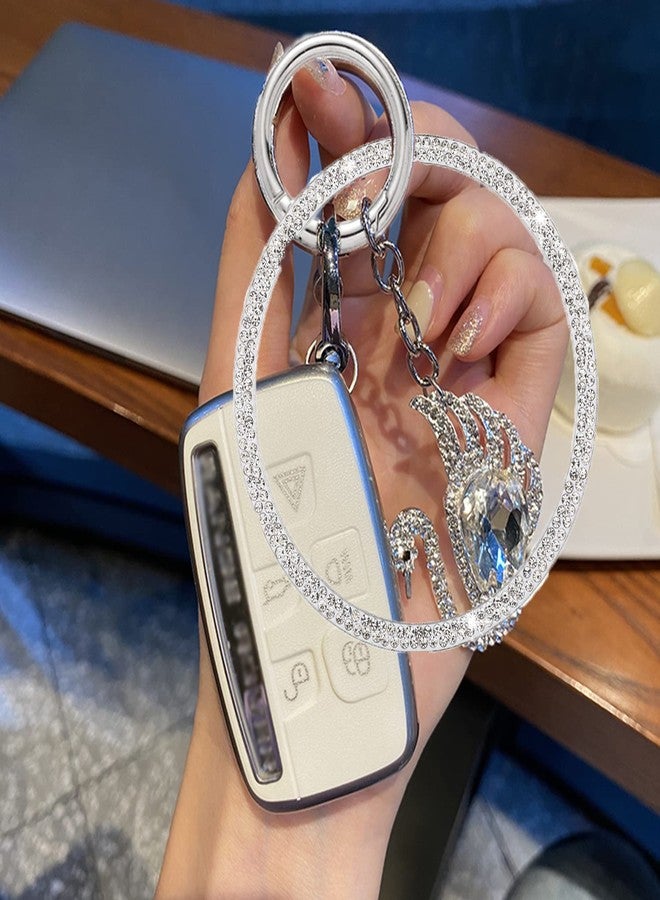 iHMeiju Bling Bangle Key Ring Bracelet for Women, Wristlet Keychain Bracelets with Crystal Diamonds, Bling Rhinestones Keyring for Wrist, Gift for Women Girls. (Silver) - Image 2