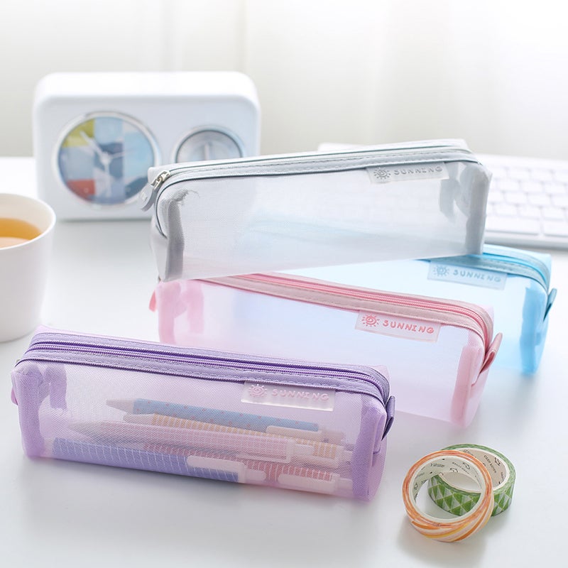 Transparent Mesh Pencil Bag Student Stationery Bag Exam Special Pencil Bag High School Entrance Examination Simple Primary School - Image 4
