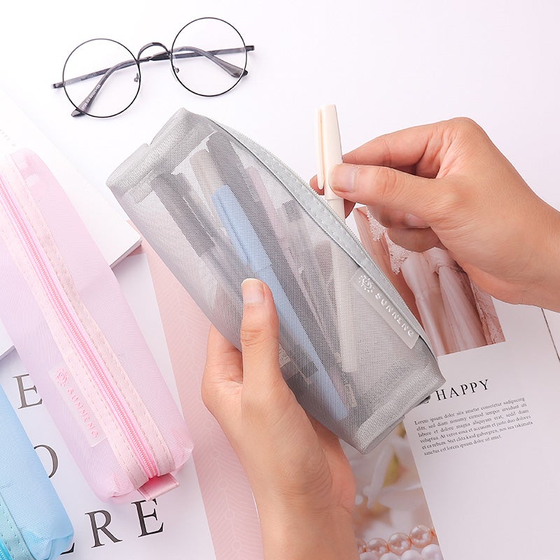 Transparent Mesh Pencil Bag Student Stationery Bag Exam Special Pencil Bag High School Entrance Examination Simple Primary School - Image 5