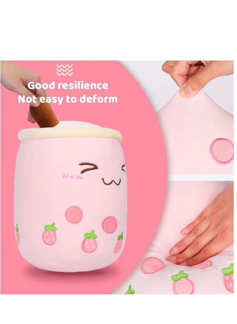 Captaintech Kids Pillow Cushion 9.4 Inch Stuffed Boba Plushie Bubble Tea Plush Pillow Cartoon Cylindrical Milk Boba Pillow Super Soft Hugging Cushion Realistic Plush Food Toy Gifts for Boy Girl - Image 5