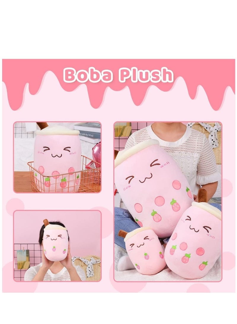 Captaintech Kids Pillow Cushion 9.4 Inch Stuffed Boba Plushie Bubble Tea Plush Pillow Cartoon Cylindrical Milk Boba Pillow Super Soft Hugging Cushion Realistic Plush Food Toy Gifts for Boy Girl - Image 4
