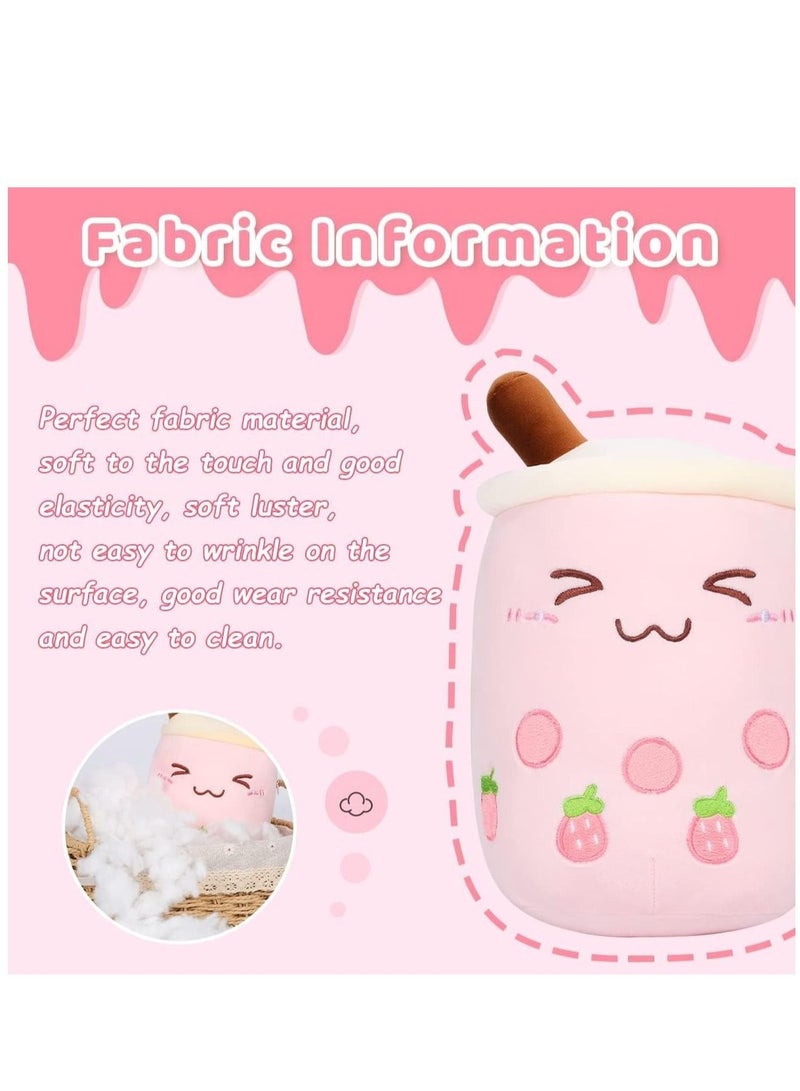 Captaintech Kids Pillow Cushion 9.4 Inch Stuffed Boba Plushie Bubble Tea Plush Pillow Cartoon Cylindrical Milk Boba Pillow Super Soft Hugging Cushion Realistic Plush Food Toy Gifts for Boy Girl - Image 3