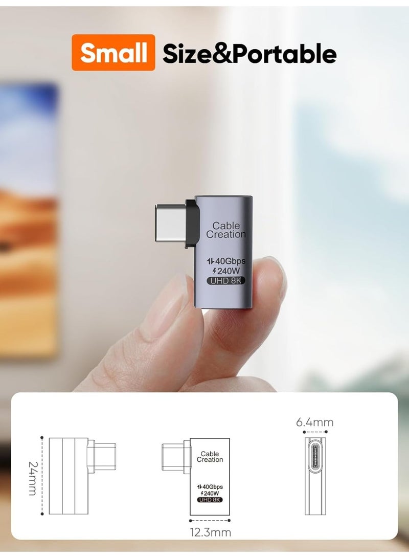 CableCreation Right Angle USB C Adapter, USB C Male to Female 90 Degree Adapter 40Gbps 240W Compatible with Thunderbolt 4, USB 4, Notebook, PC, Tablet, Phone and More, Right Angle - Image 3