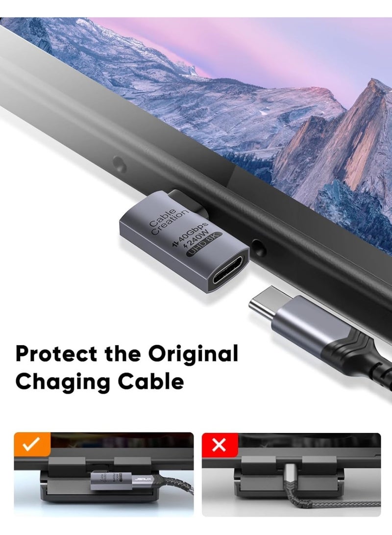 CableCreation Right Angle USB C Adapter, USB C Male to Female 90 Degree Adapter 40Gbps 240W Compatible with Thunderbolt 4, USB 4, Notebook, PC, Tablet, Phone and More, Right Angle - Image 4