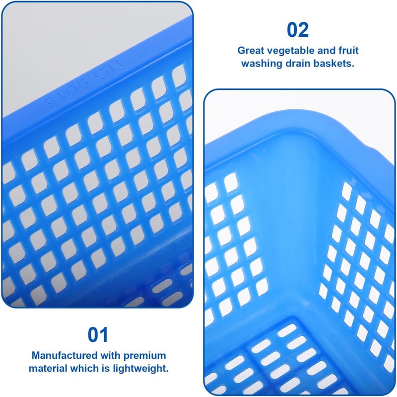Pretyzoom 5 Pcs Thickened Plastic Drain Basket Set, Lightweight Washing Baskets For Fruit And Vegetables With Storage Containers For Kitchen Organization Assorted Colors - Image 3