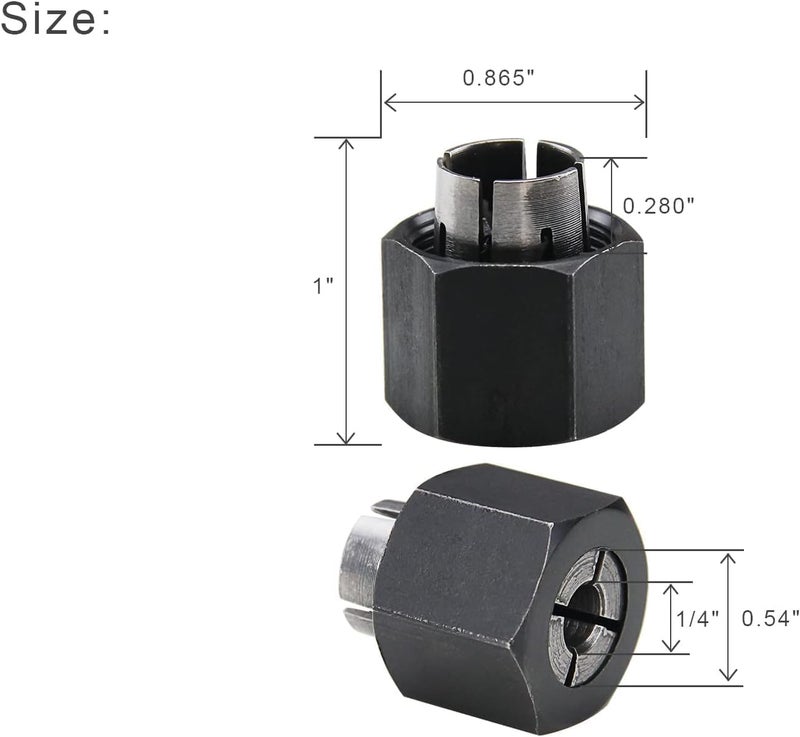 Thaekuns 2 piece Router Collet Kit 1/4" and 1/2" fits for Dewalt 326286-04, 326286-03, Bosch 2610906283, 2610906284, Hitachi 323-293, 323-421,Big Horn 19691,19693&RC025DW,RC050DW - Image 3