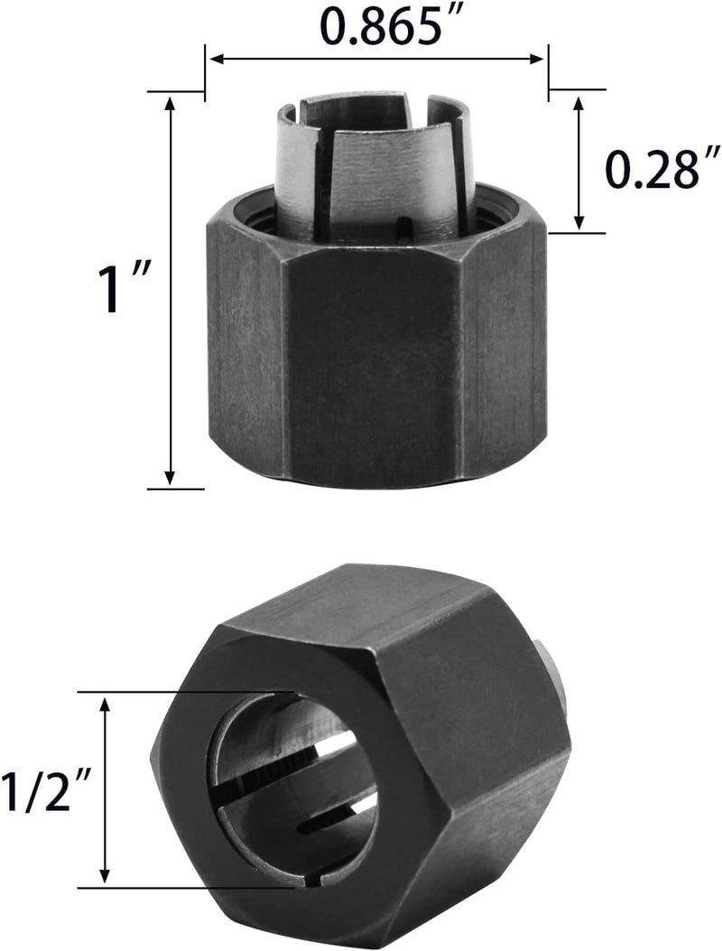 Thaekuns 2 piece Router Collet Kit 1/4" and 1/2" fits for Dewalt 326286-04, 326286-03, Bosch 2610906283, 2610906284, Hitachi 323-293, 323-421,Big Horn 19691,19693&RC025DW,RC050DW - Image 2