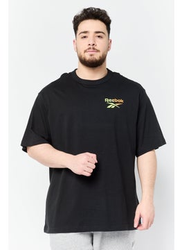 Reebok Men Sportswear Fit Brand Logo Short Sleeves Outdoor T-Shirt, Black  - Image 1
