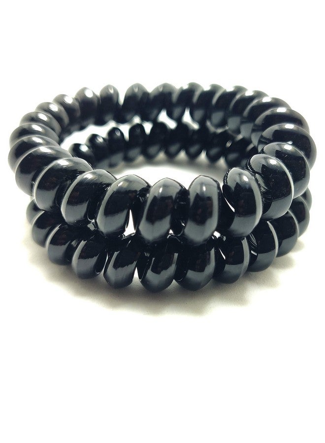 HP HIGH PROFILE Spiral Stretch Ponytail Holder Elastic Hair Tie Rubber Bands for Girls and Women - Pack of 2 (Black) - Image 2