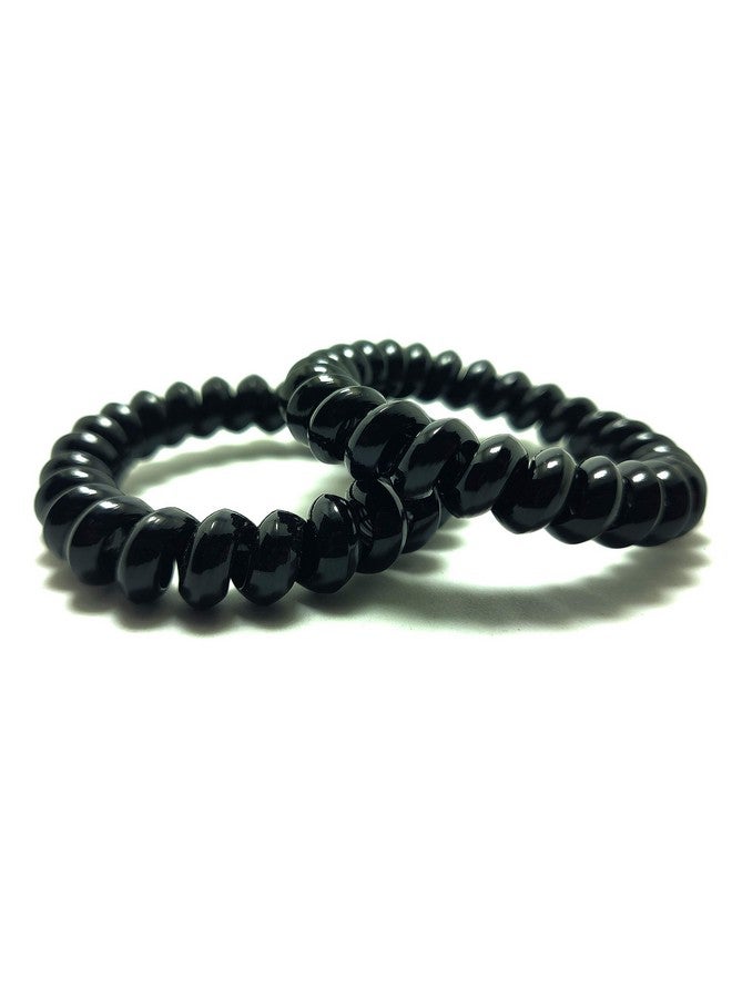 HP HIGH PROFILE Spiral Stretch Ponytail Holder Elastic Hair Tie Rubber Bands for Girls and Women - Pack of 2 (Black) - Image 3