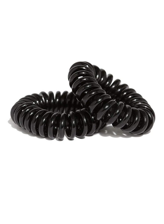 HP HIGH PROFILE Spiral Stretch Ponytail Holder Elastic Hair Tie Rubber Bands for Girls and Women - Pack of 2 (Black) - Image 1