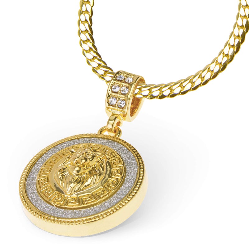 metaltree98 Fashion Iced CZ Lion Head Medallion Pendant 20" Miami Cuban Chain Necklace MCP 2048 G (20") - Image 4